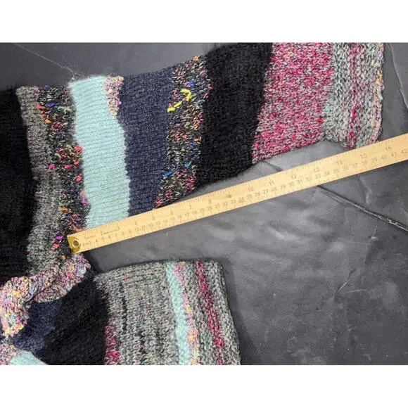 Anthropologie Rare Patchwork Hand Made Clay Button Striped Cardigan Free Size - Picture 10 of 15